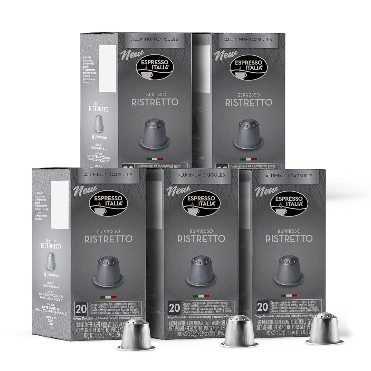 Ristretto Espresso Italia Aluminium Nespresso Compatible Coffee 20 Pods