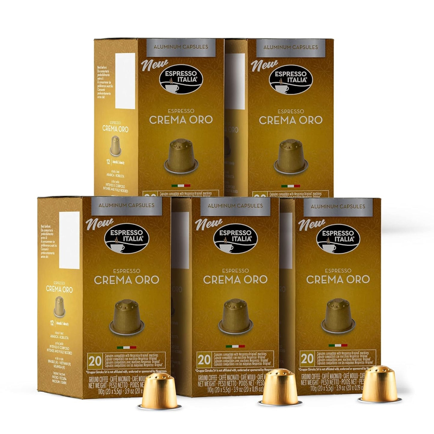 Crema Oro Espresso Italia Aluminium Nespresso Compatible Pods 1x20