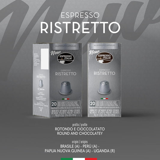 Ristretto Espresso Italia Aluminium Nespresso Compatible Coffee 20 Pods