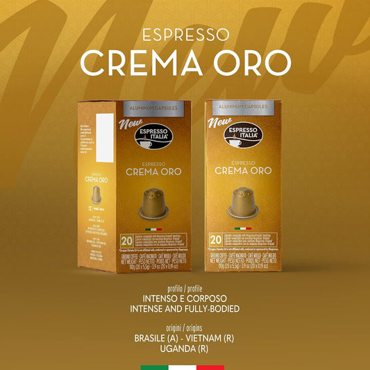 Crema Oro Espresso Italia Aluminium Nespresso Compatible Pods 1x20