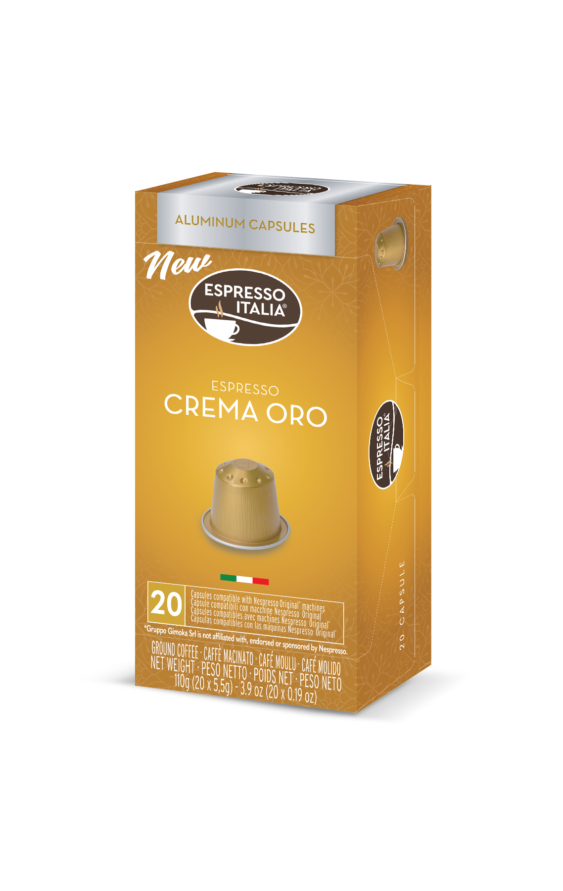Crema Oro Espresso Italia Aluminium Nespresso Compatible Pods 1x20