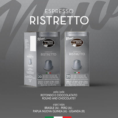 Ristretto Espresso Italia Aluminium Nespresso Compatible Coffee 20 Pods