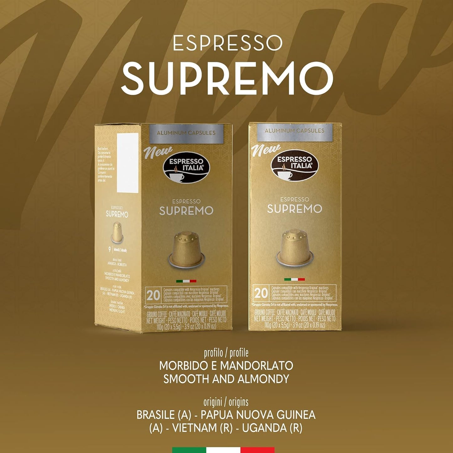 Supremo Espresso Italia Aluminium Nespresso Compatible Coffee Pods 1x20