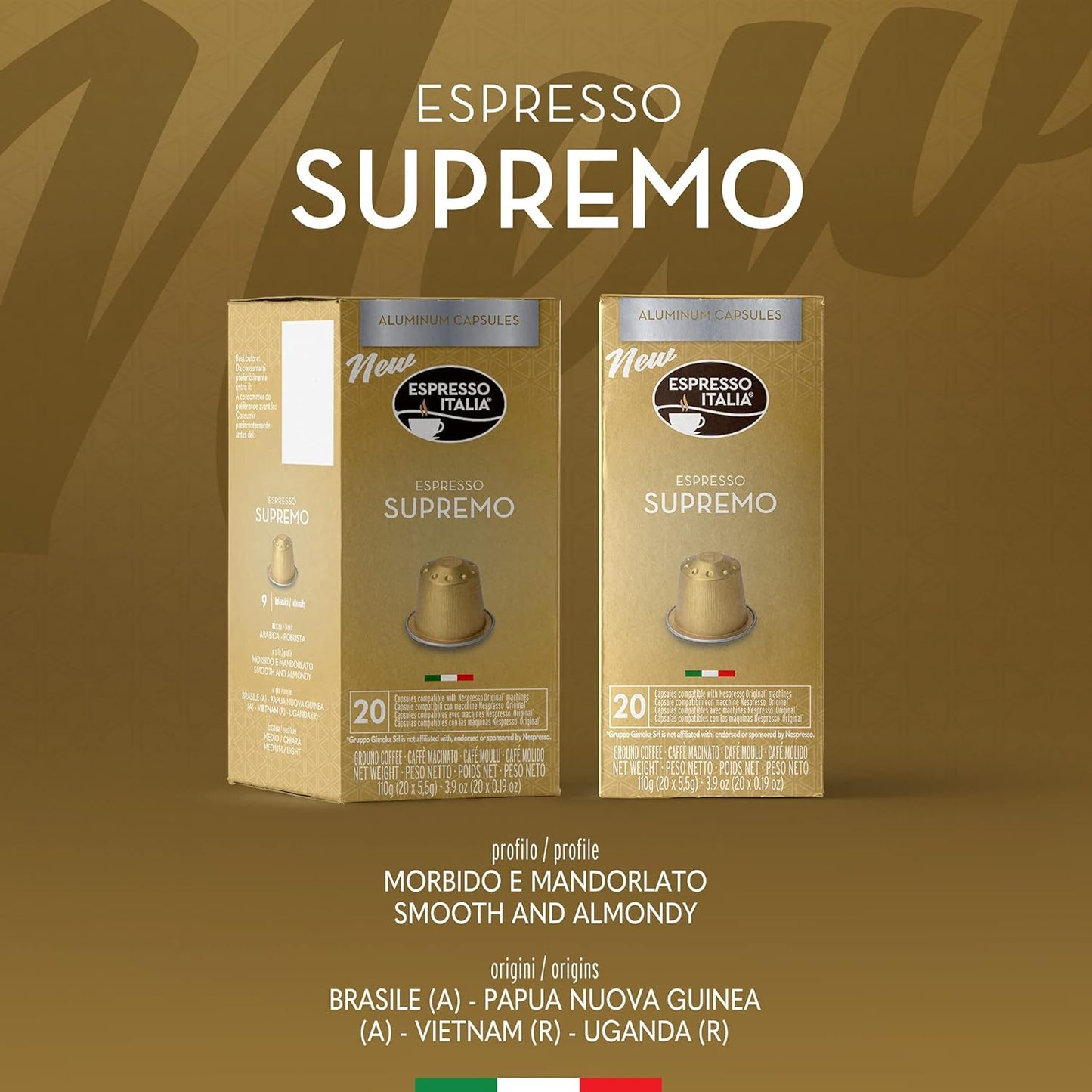 Supremo Espresso Italia Aluminium Nespresso Compatible Pods 1x20