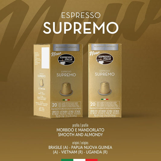 Supremo Espresso Italia Aluminium Nespresso Compatible Coffee Pods 1x20