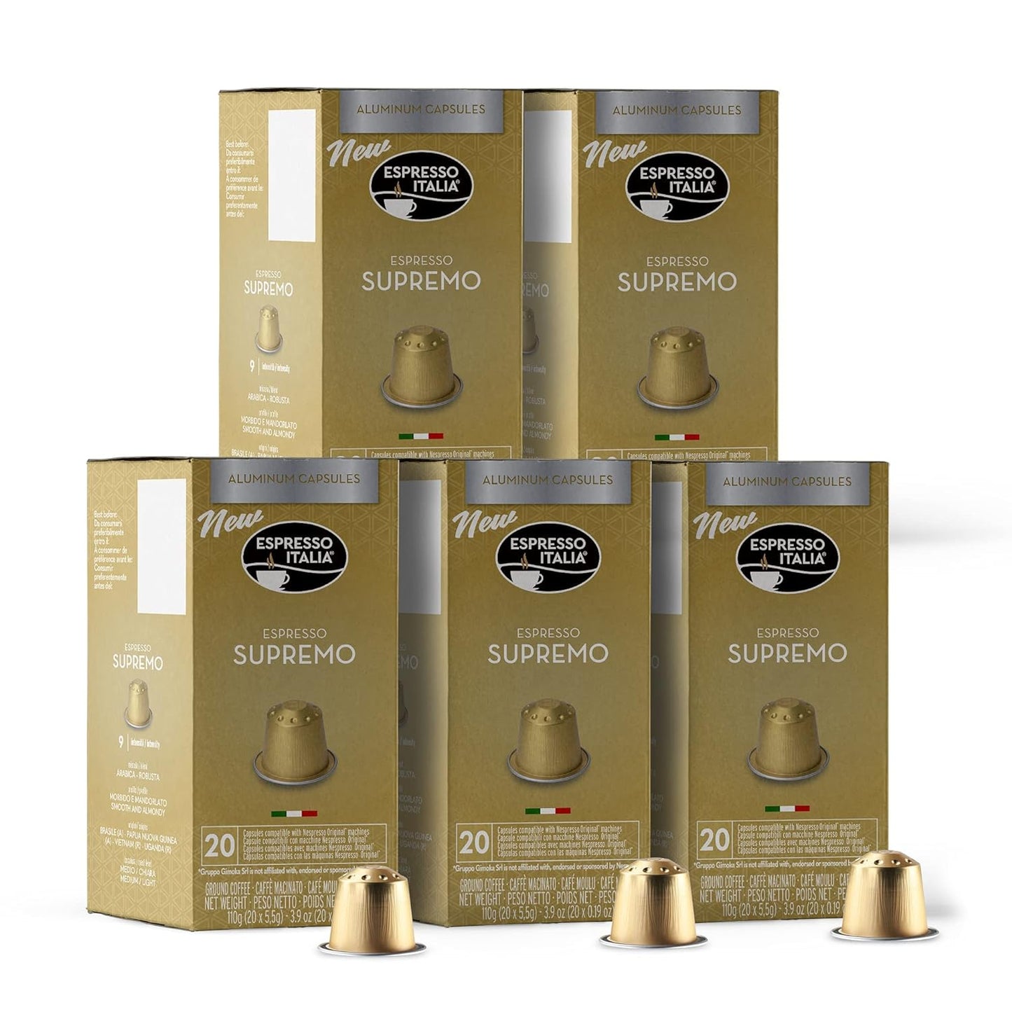 Supremo Espresso Italia Aluminium Nespresso Compatible Pods 1x20